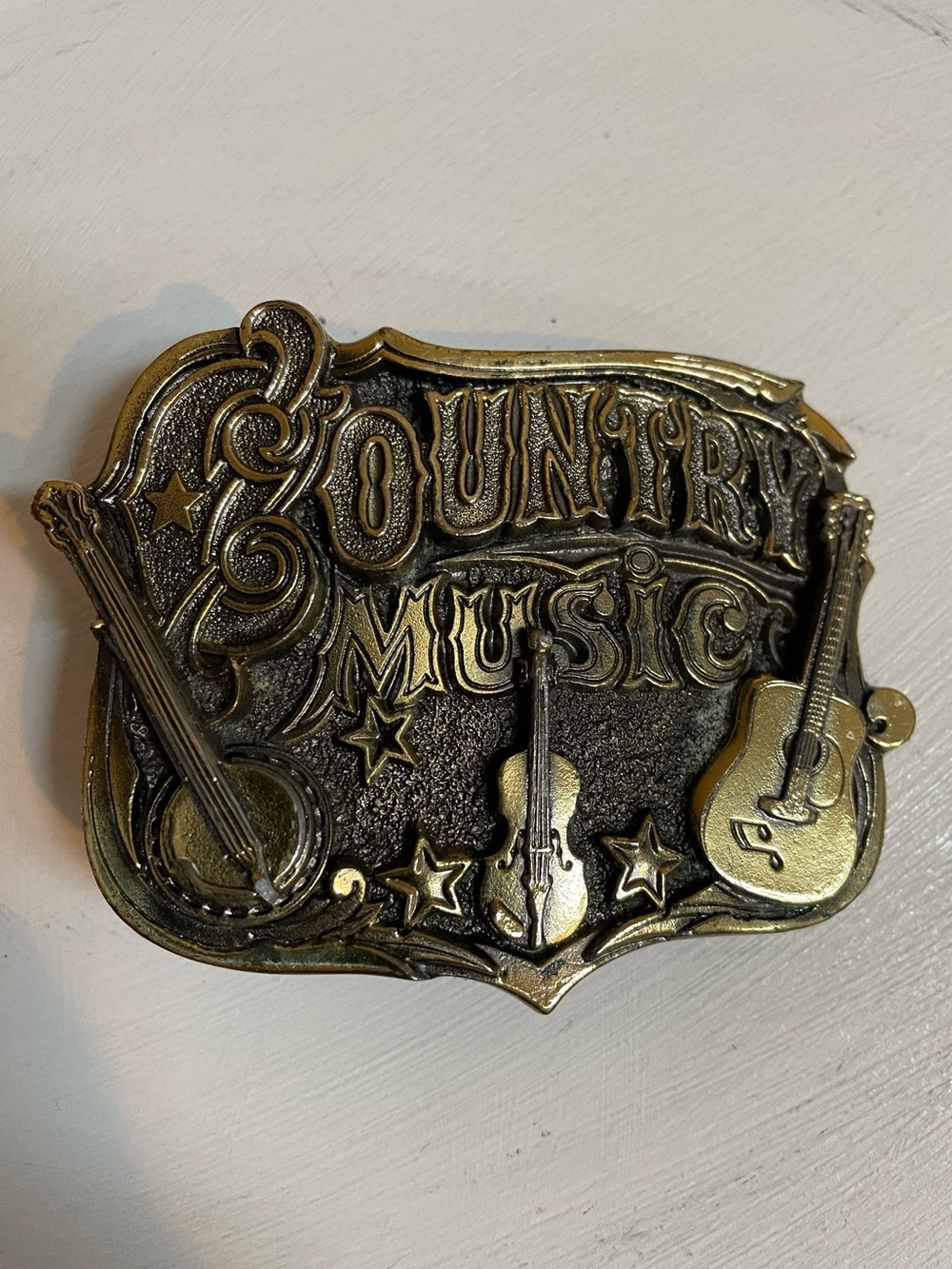🎉🎸VINTAGE🎸🎉Country Music Metal Belt Buckle - Gold Tone